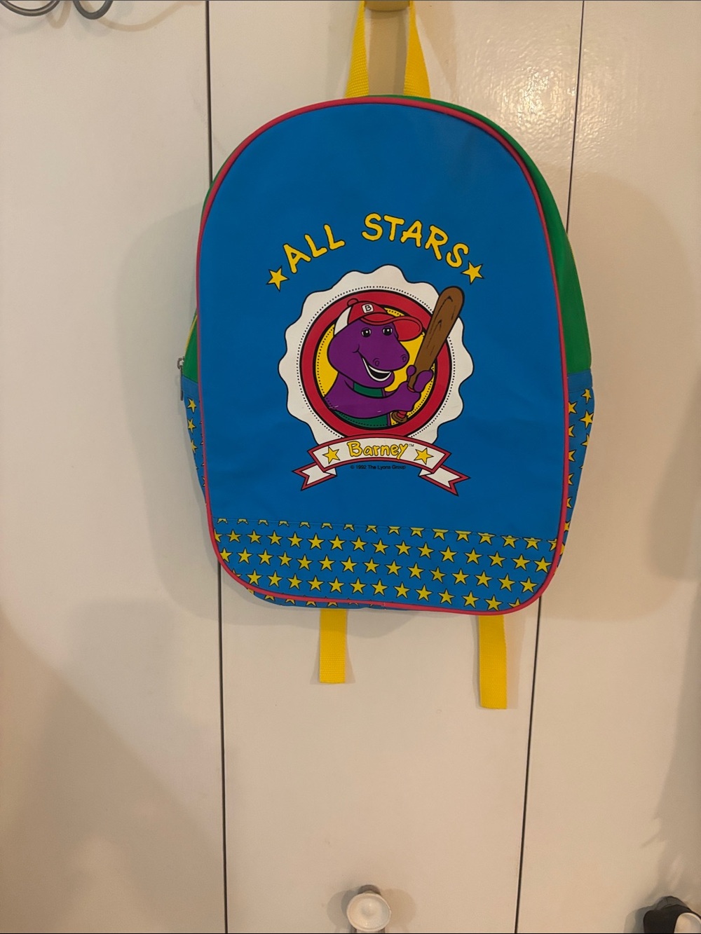 Vintage 1992 Barney Baseball Backpack Kids School Bag Lyons Group
